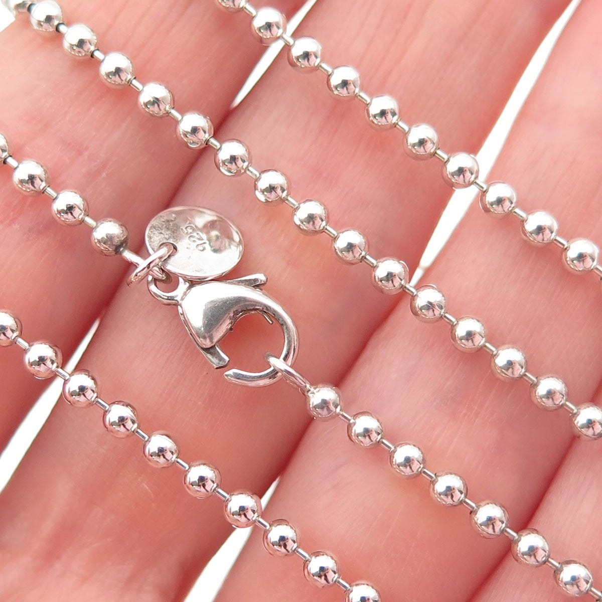 TIFFANY & CO. 925 Sterling Silver Vintage Ball Beaded Chain Necklace 32"