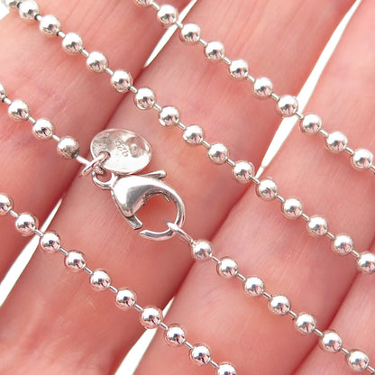 TIFFANY & CO. 925 Sterling Silver Vintage Ball Beaded Chain Necklace 32"