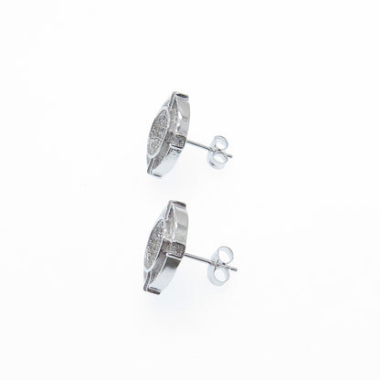 925 Sterling Silver Round-Cut C Z Sparkle Wheel Stud Earrings