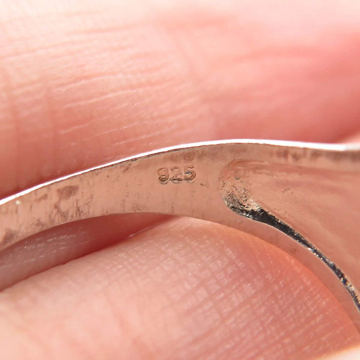 925 Sterling Silver Vintage Modernist Open Wide Ring Size 8.25