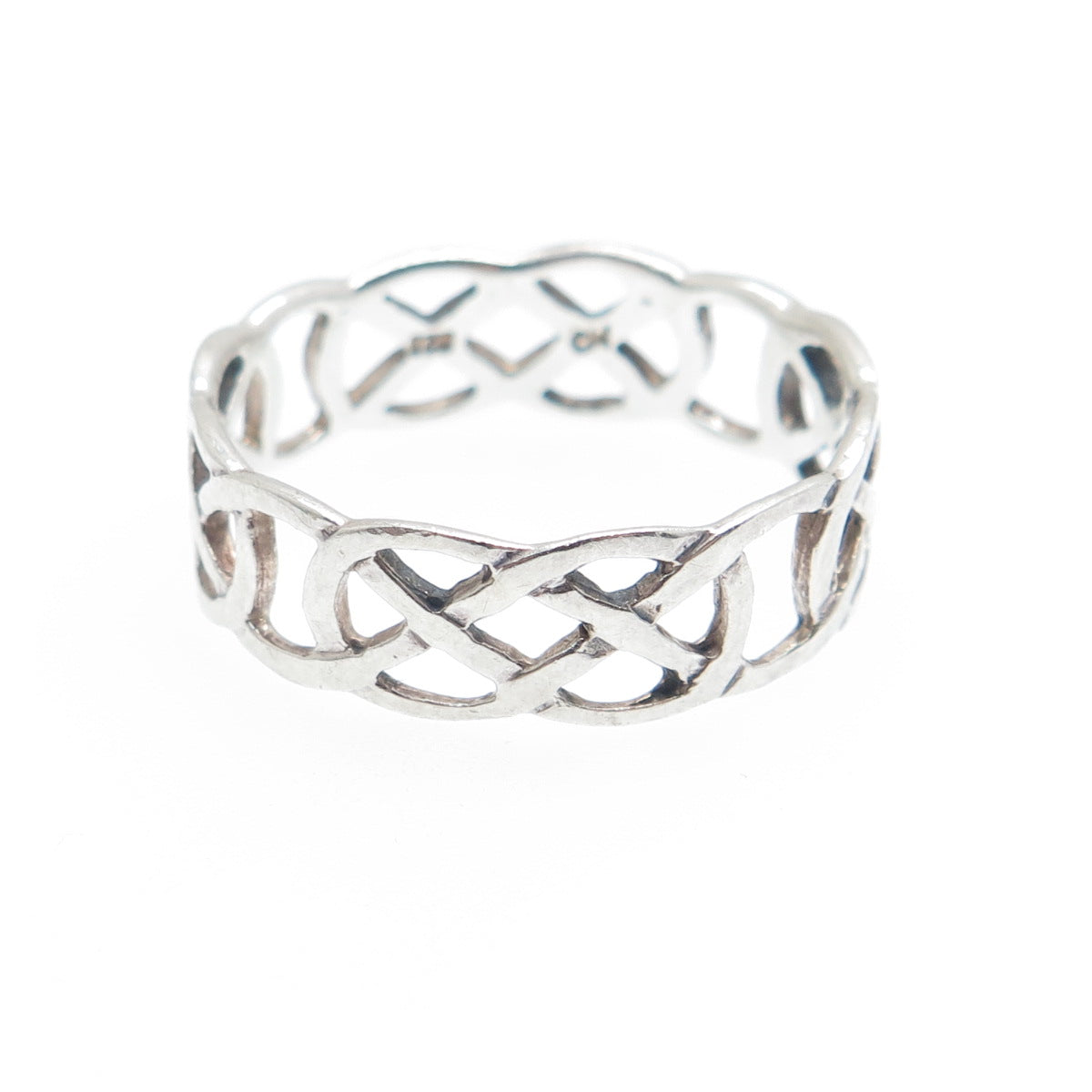 CHARLES WINSTON 925 Sterling Silver Vintage Celtic Knot Band Ring Size 11.25