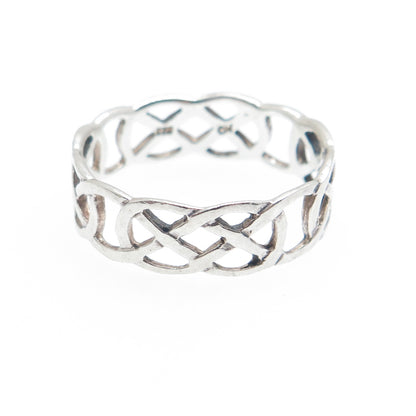 CHARLES WINSTON 925 Sterling Silver Vintage Celtic Knot Band Ring Size 11.25