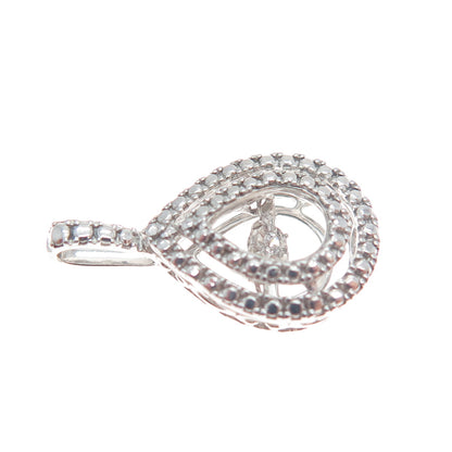 925 Sterling Silver Round-Cut C Z Teardrop Minimalist Charm Pendant
