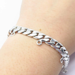925 Sterling Silver Vintage Mexico Cuban Link Bracelet 7"