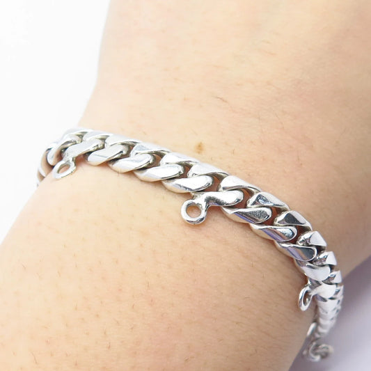 925 Sterling Silver Vintage Mexico Cuban Link Bracelet 7"