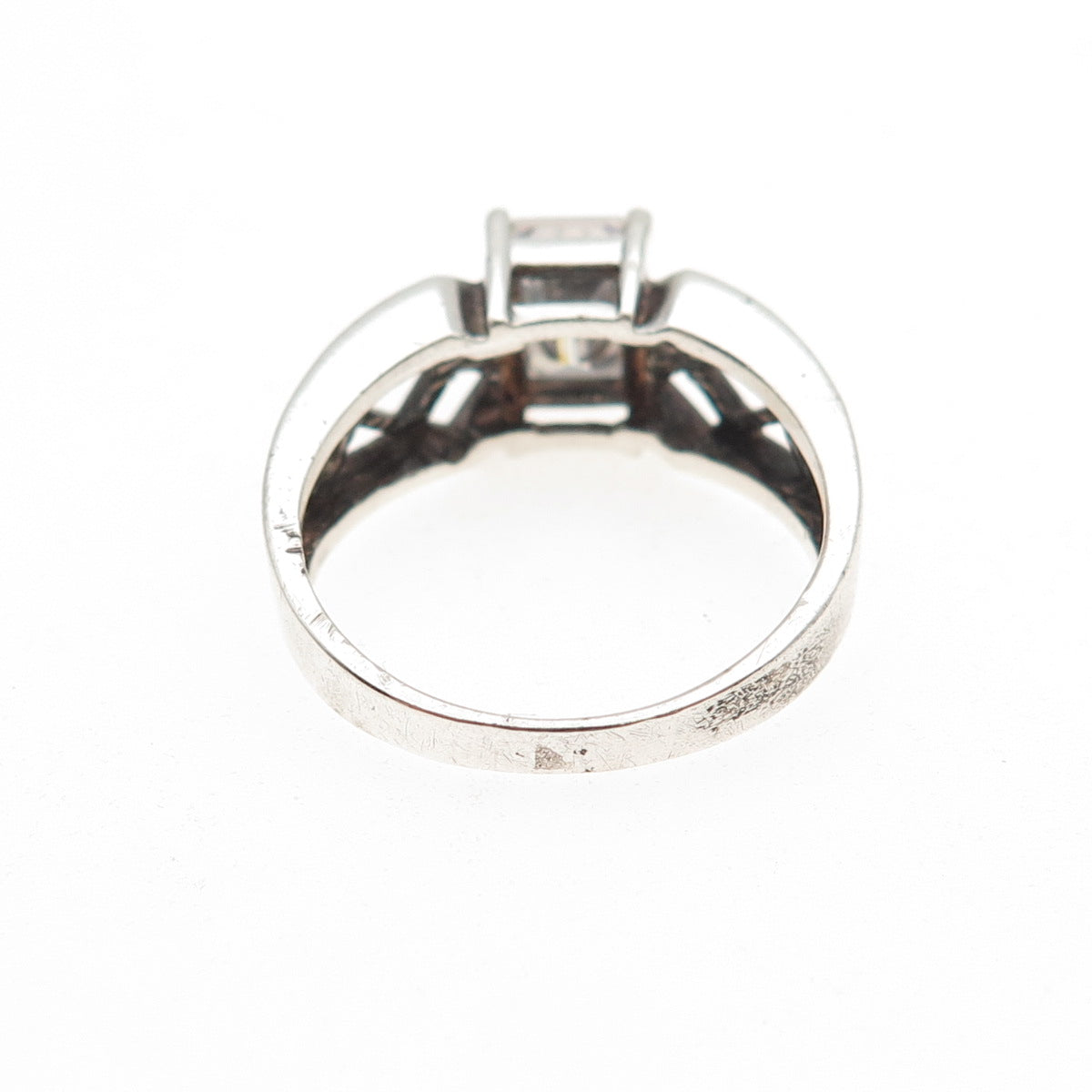 925 Sterling Silver Vintage Emerald-Cut C Z Ring Size 8
