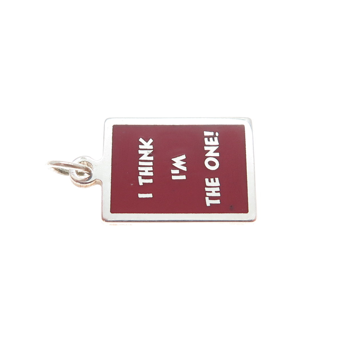 925 Sterling Silver Red Enamel I Think I'm The One Minimalist Charm Pendant