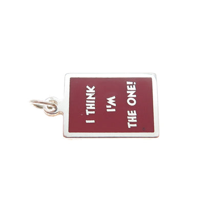 925 Sterling Silver Red Enamel I Think I'm The One Minimalist Charm Pendant