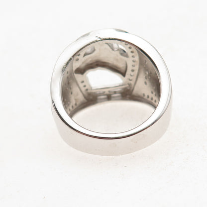 925 Sterling Silver Round-Cut C Z Horse & Horseshoe Ring Size 11.25