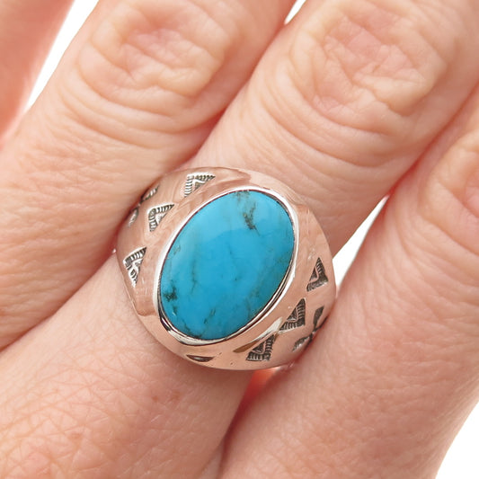Wheeler Mfg Old Pawn 925 Sterling Silver Vintage Turquoise Arrow Ring Size 9.25