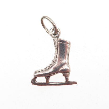 Beau 925 Sterling Silver Vintage Ice Skating Shoe Oxidized Charm Pendant