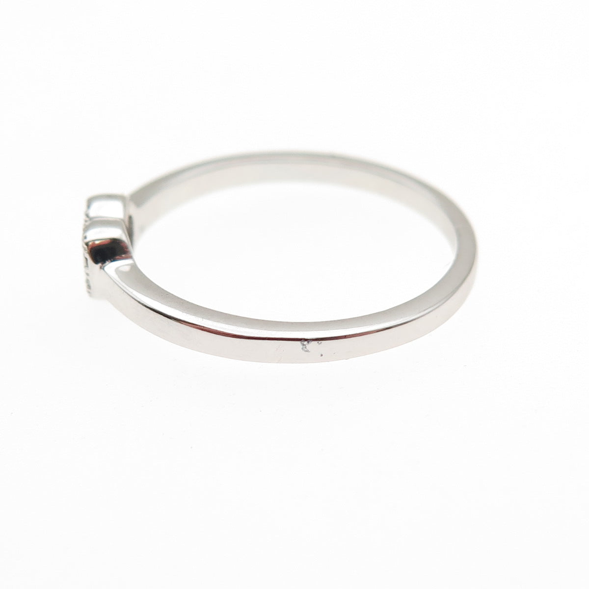 925 Sterling Silver Round-Cut C Z Heart Ring Size 6.25