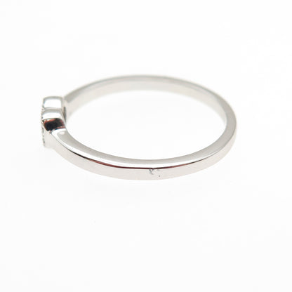 925 Sterling Silver Round-Cut C Z Heart Ring Size 6.25