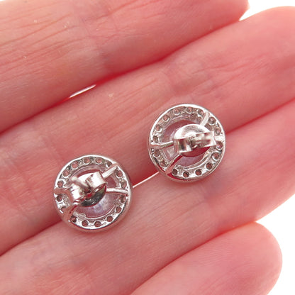 925 Sterling Silver Round-Cut C Z Stud Earrings