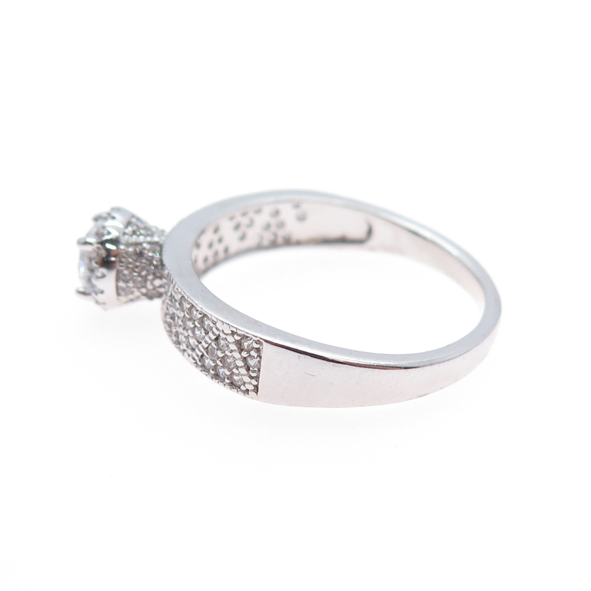 925 Sterling Silver Round-Cut C Z Engagement Ring Size 9.5