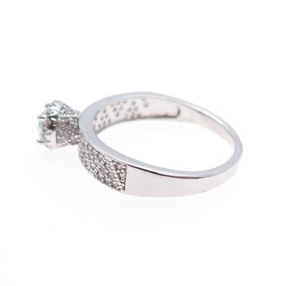 925 Sterling Silver Round-Cut C Z Engagement Ring Size 9.5