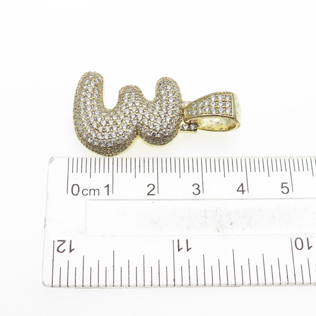 925 Sterling Silver Gold Plated Round-Cut C Z Number 3 Lucky Pendant