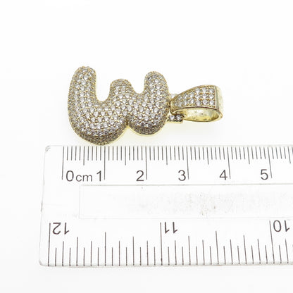 925 Sterling Silver Gold Plated Round-Cut C Z Number 3 Lucky Pendant