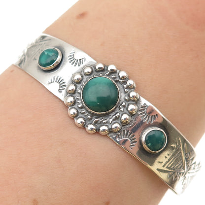 Old Pawn 925 Sterling Silver Vintage Kingman Turquoise Adjustable Bracelet 6.25"