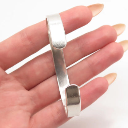 925 Sterling Silver Vintage Mexico Greek Maze Adjustable Cuff Bracelet 6"