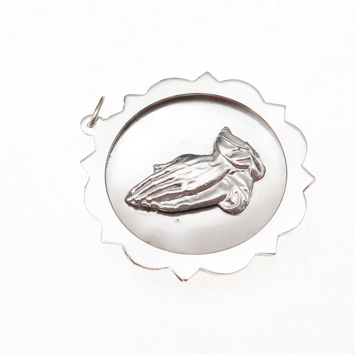 925 Sterling Silver Vintage Praying Hands Religious Charm Pendant