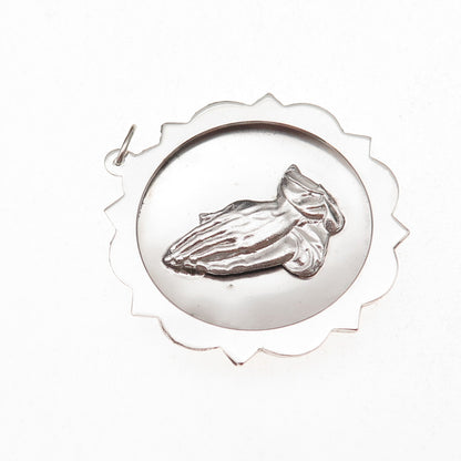 925 Sterling Silver Vintage Praying Hands Religious Charm Pendant
