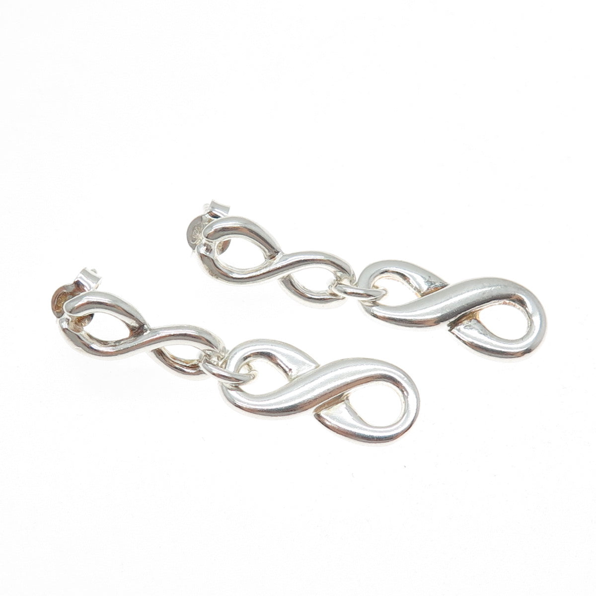 Old Stock 925 Sterling Silver Vintage Infinity Dangle Earrings