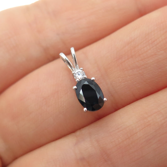 925 Sterling Silver Real Sapphire & C Z Mini Charm Pendant