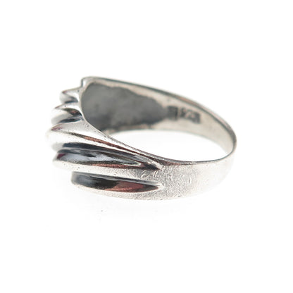 Boma 925 Sterling Silver Vintage Modernist Ribbed Oxidized Ring Size 7