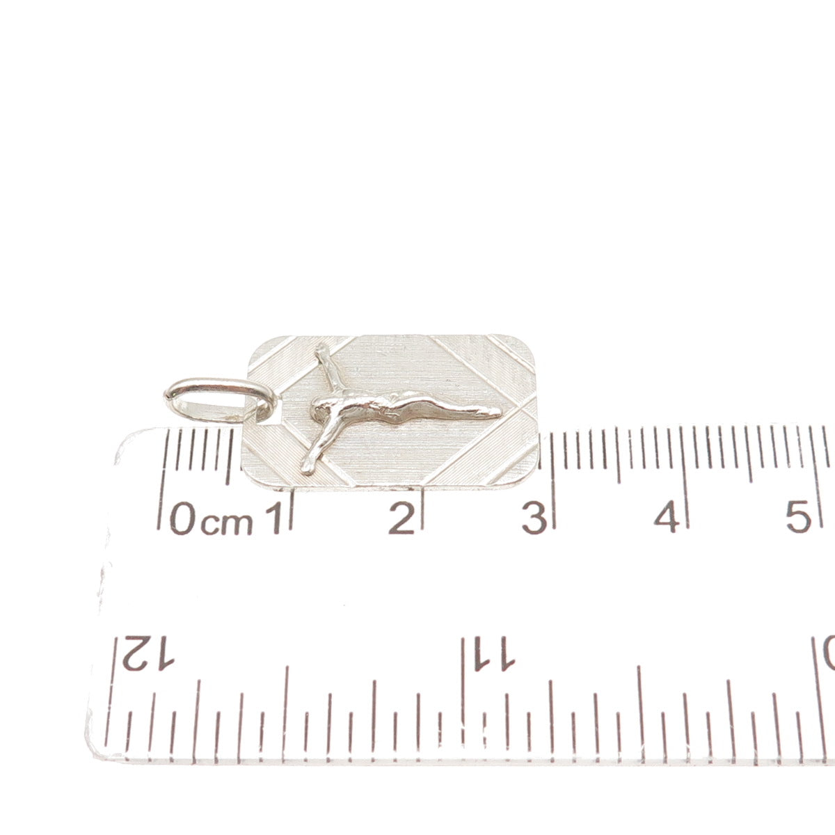 925 Sterling Silver Vintage Italy Jesus Tag Charm Pendant