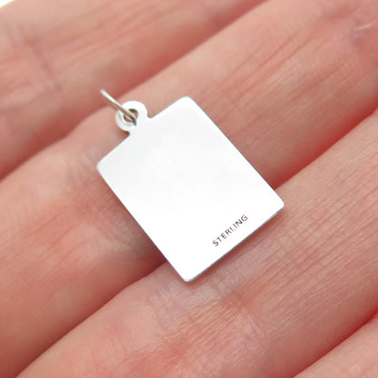 925 Sterling Silver Red Enamel My Rules! Do Not Stop! Minimalist Charm Pendant