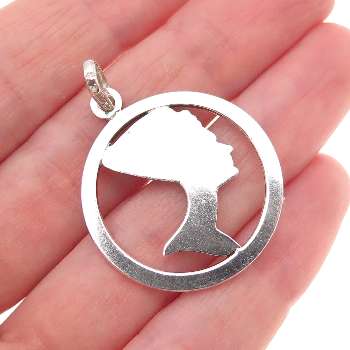 925 Sterling Silver Vintage Italy Egyptian Nefertiti Charm Pendant