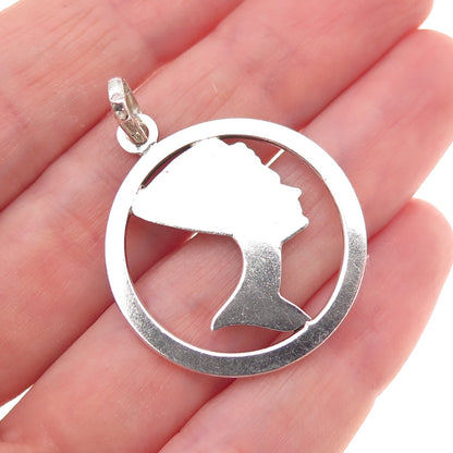 925 Sterling Silver Vintage Italy Egyptian Nefertiti Charm Pendant