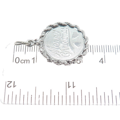 925 Sterling Silver Vintage Merry Christmas Charm Pendant