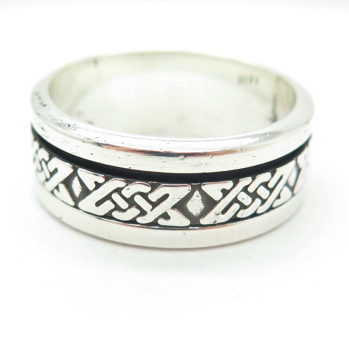 925 Sterling Silver Vintage Mexico Knot Oxidized Band Ring Size 14