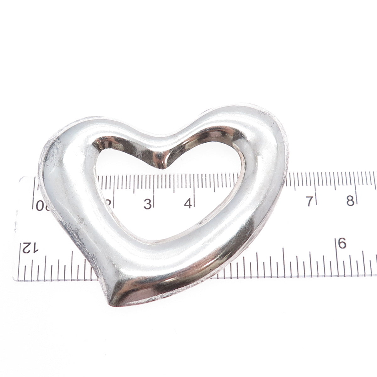 925 Sterling Silver Vintage Mexico Modernist Open Heart Pin Brooch