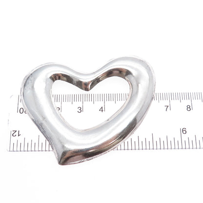 925 Sterling Silver Vintage Mexico Modernist Open Heart Pin Brooch