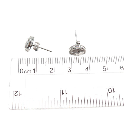 925 Sterling Silver Round-Cut C Z Buddha Stud Earrings