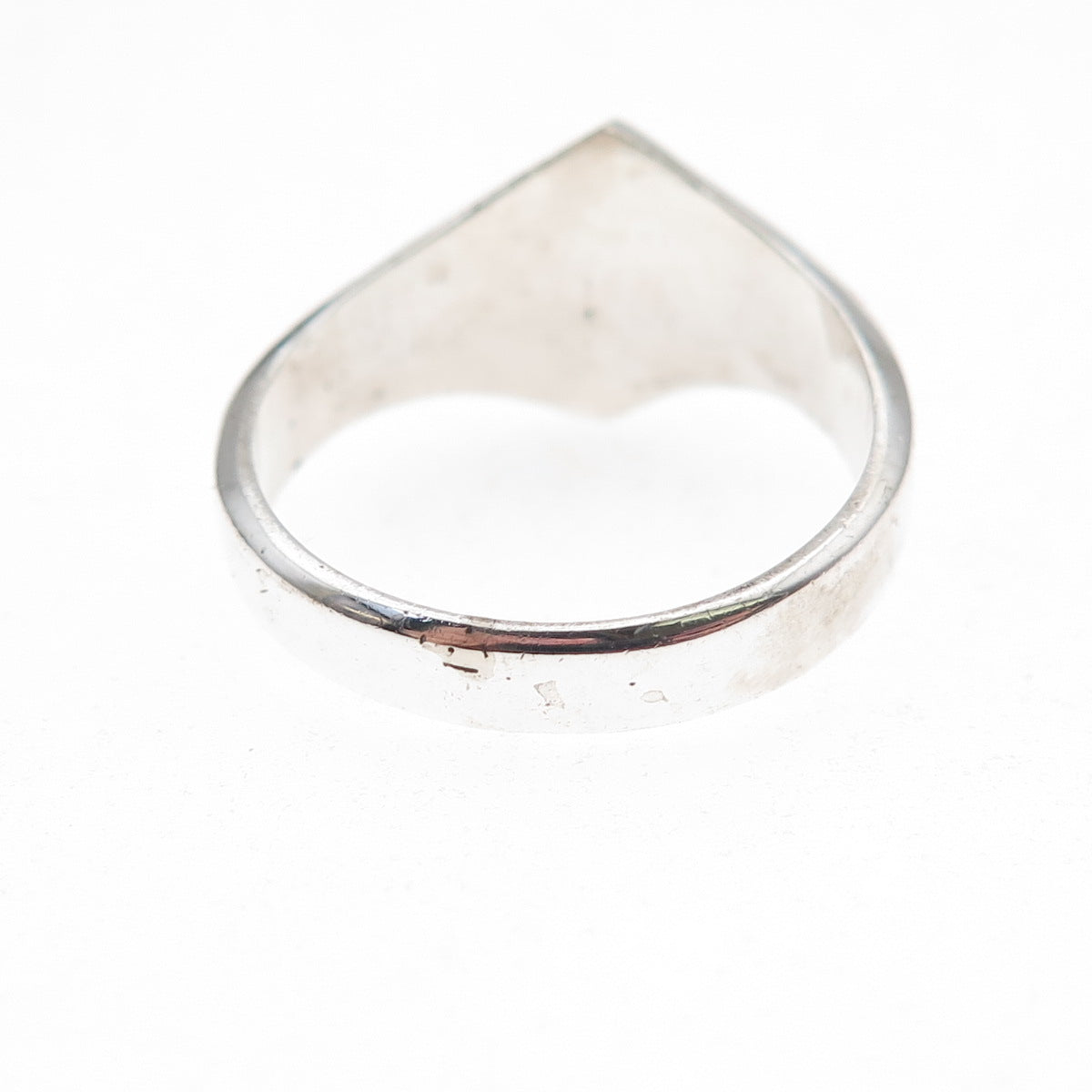 925 Sterling Silver Vintage Real Turquoise Inlay Oxidized Ring Size 7.75