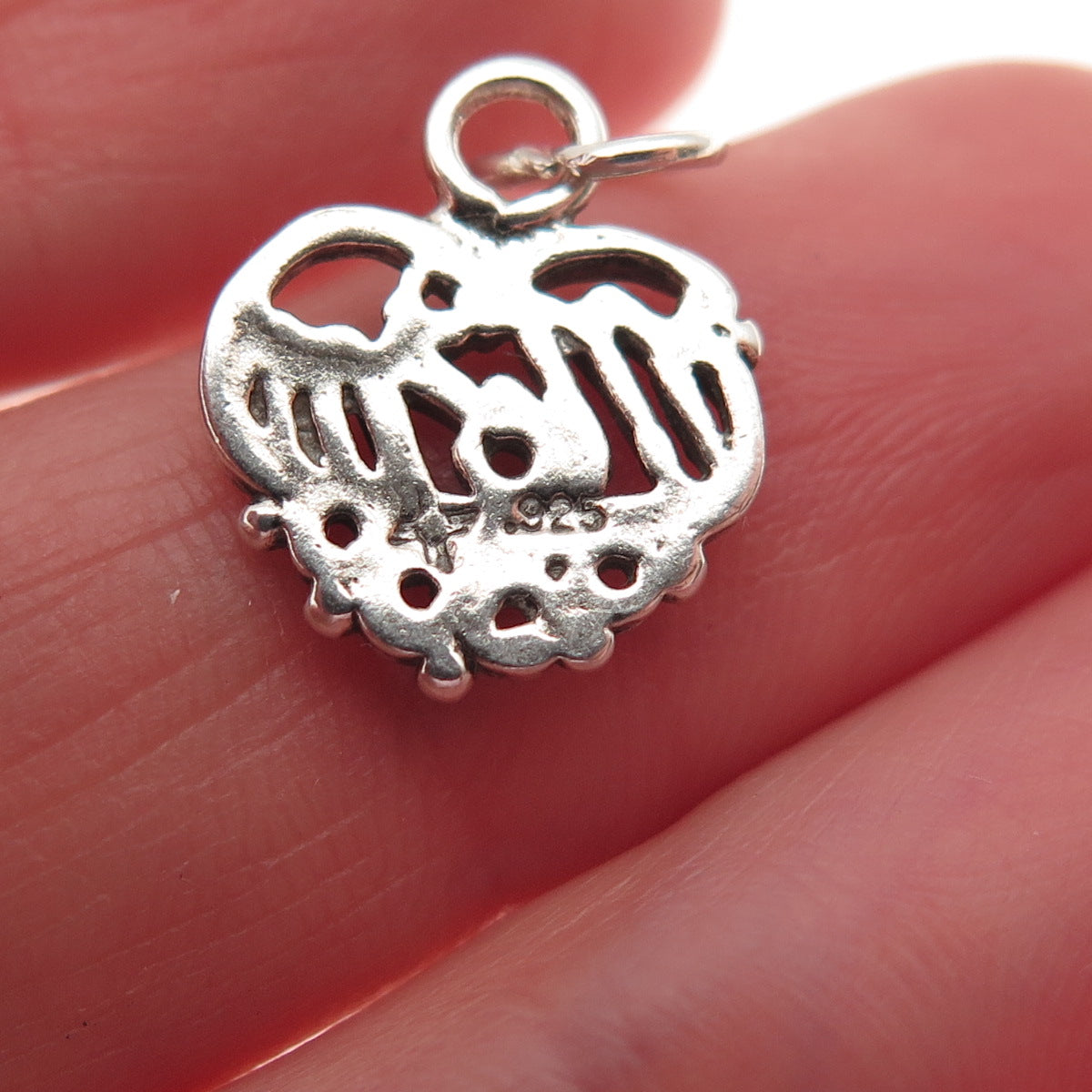 Sunwest 925 Sterling Silver Vintage Mom Heart Oxidized Mini Charm Pendant