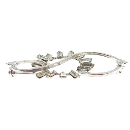 AMCO Sterling Silver Antique Art Deco Baguette-Cut Rhinestone Infinity Brooch