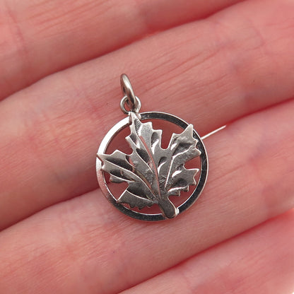925 Sterling Silver Vintage Maple Leaf Mini Charm Pendant
