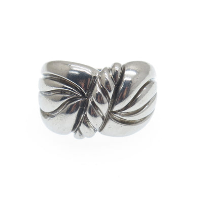 925 Sterling Silver Vintage Modernist Butterfly Oxidized Ring Size 7.25