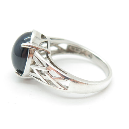 925 Sterling Silver Real Cabochon Sapphire Ring Size 6.75