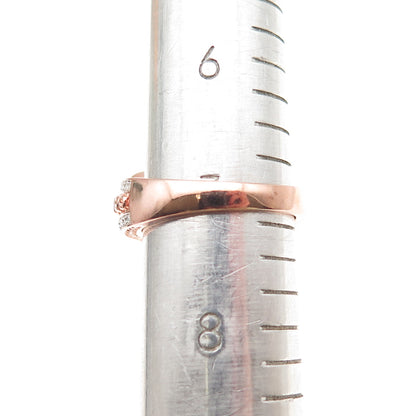 925 Sterling Silver Rose Gold Plated Diamond & Blue Topaz Heart Ring Size 7.25