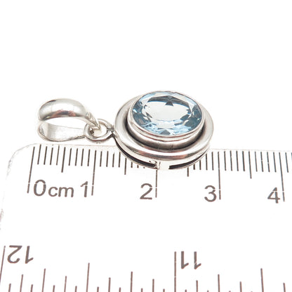 Silpada 925 Sterling Silver Vintage Real Oval-Cut Blue Topaz Charm Pendant