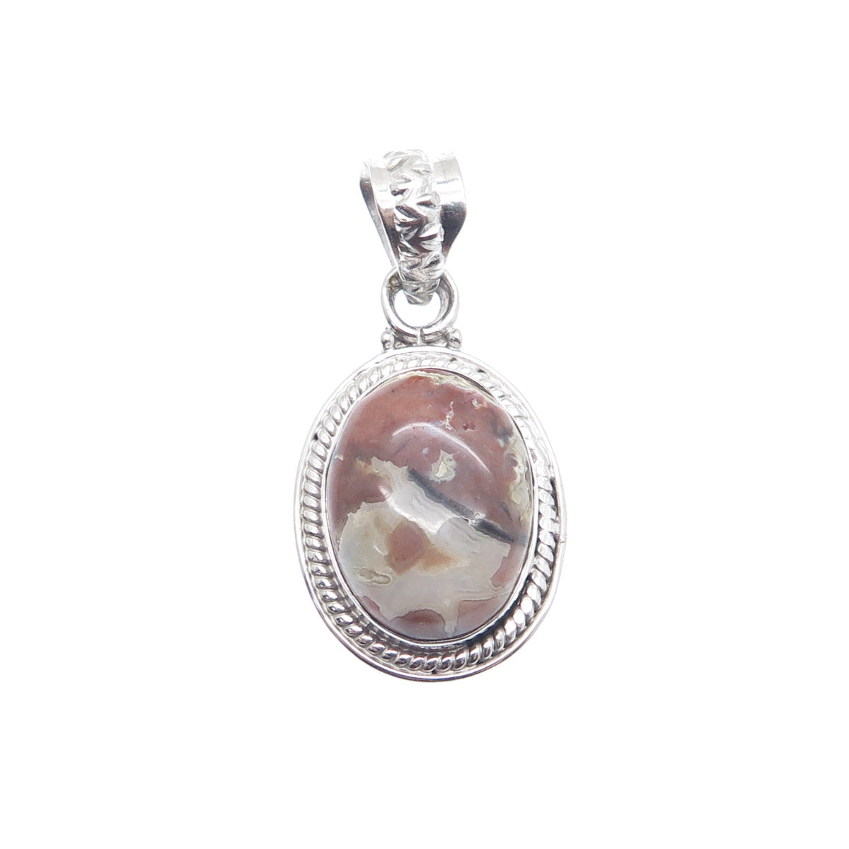 925 Sterling Silver Vintage Real Agate Charm Pendant