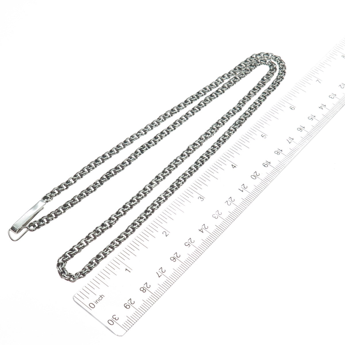 925 Sterling Silver Vintage Bismark Chain Necklace 28"