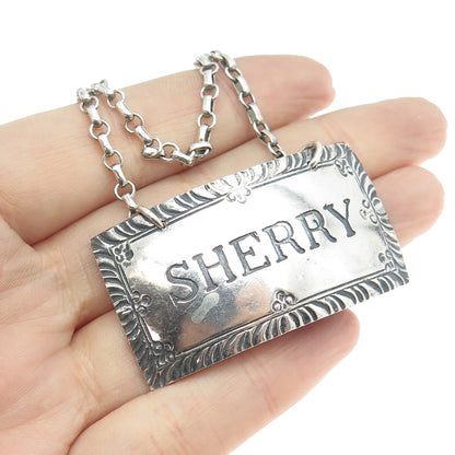 STIEFF WILLIAMSBURG 925 Sterling Silver Antique Art Deco "Sherry" Bottle Tag
