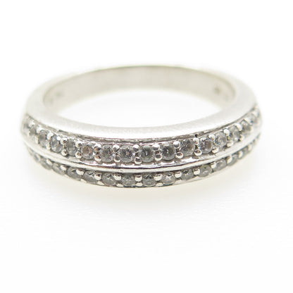 925 Sterling Silver Round-Cut C Z Half Eternity Ring Size 7